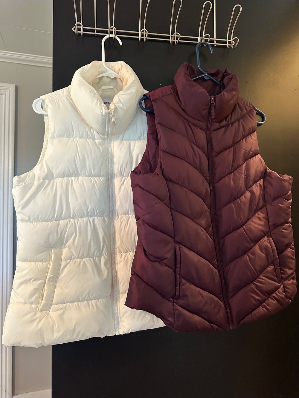 Women's Ivory Old Navy and SO Burgundy Quilted Puffer Vests